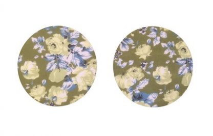 Pair of Iron On Circle Shape Elbow and Knee patches in Green Tea Rose cotton blend fabric by Vintage-Patch.co.uk