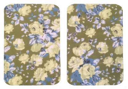 Pair of Iron On Rectangle Shape Elbow and Knee patches in Green Tea Rose cotton blend fabric by Vintage-Patch.co.uk