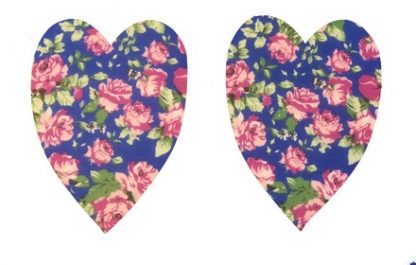 Pair of Iron On Heart Shape Elbow and Knee patches in Royal Blue Tea Rose cotton blend fabric by Vintage-Patch.co.uk