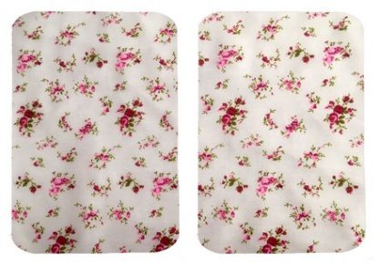 Pair of Iron On Rectangle Shape Elbow and Knee patches in White and Red Rose Sprig cotton blend fabric