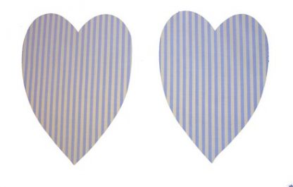 Pair of Iron On Heart Shape Elbow and Knee patches in Blue Yellow Stripe Pure Cotton Fabric