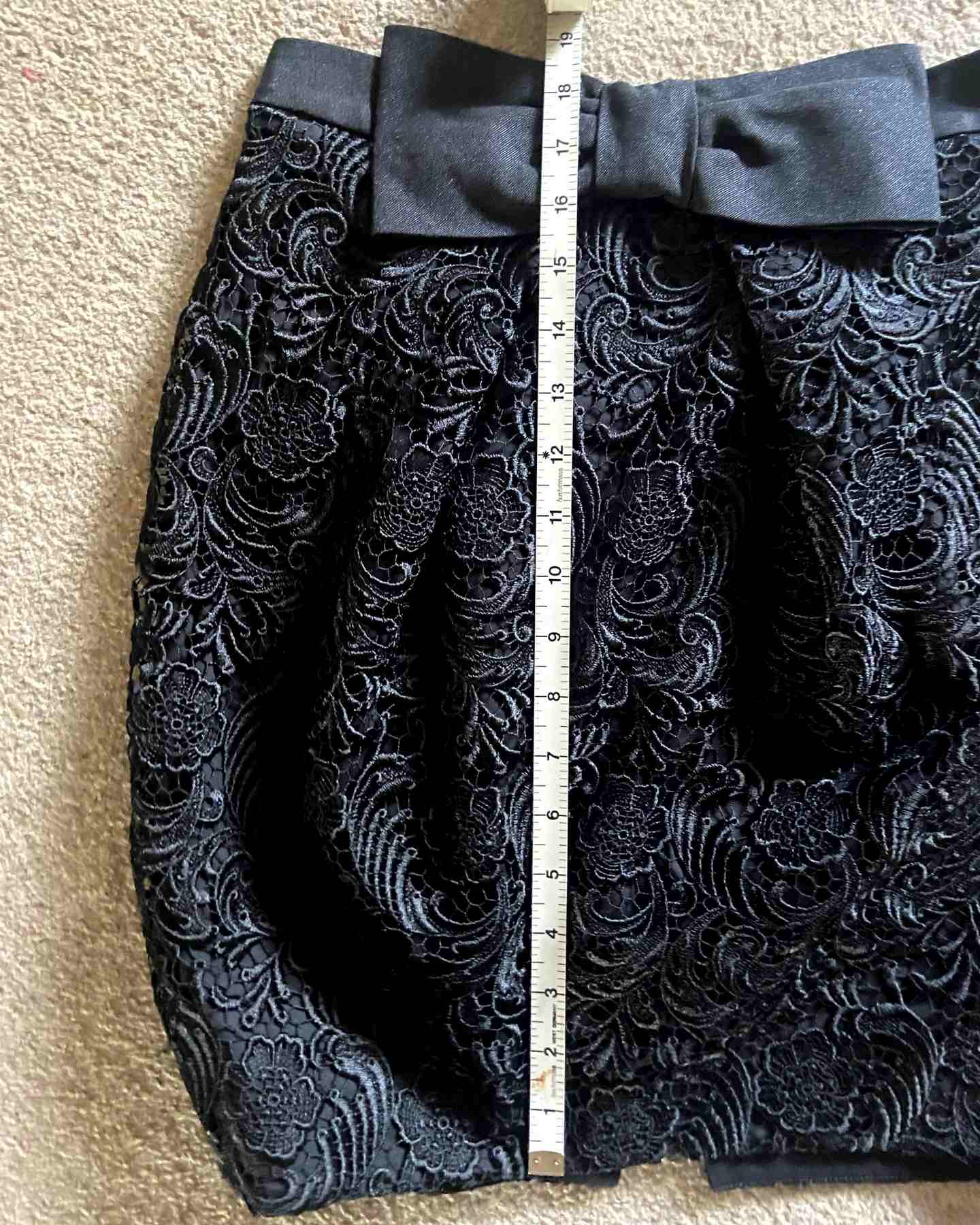 Black RIVER ISLAND Lace Straight Pencil Skirt with Bow Detail, Ex Con, Size UK8 - Image 4