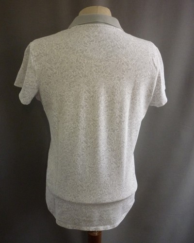 UNIQLO Grey White Floral Cotton Pique Polo Shirt Size M UK 12 Excellent Condition - Image 2