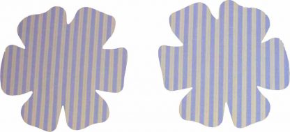 Pair of Iron On Flower Shape Child Elbow and Knee patches in Blue Yellow Stripe Pure Cotton Fabric