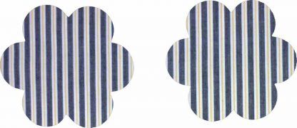 Pair of Iron on Flower Shape Mini Elbow or Knee Patches in Black Yellow Stripe poly cotton blend fabric