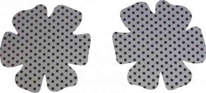 Pair of Iron on Flower Shape Child Elbow or Knee Patches in Grey Black Polkadot Spot pure cotton fabric