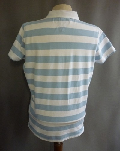 PULL LOVE Blue White Stripe Polo Shirt, Cotton Pique, Size 12 / XL Excellent Condition - Image 2
