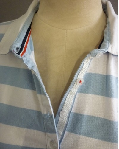PULL LOVE Blue White Stripe Polo Shirt, Cotton Pique, Size 12 / XL Excellent Condition - Image 5
