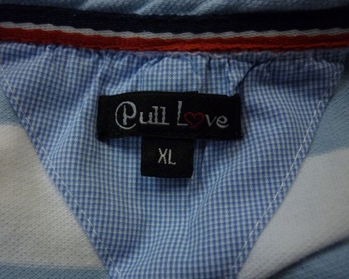 PULL LOVE Blue White Stripe Polo Shirt, Cotton Pique, Size 12 / XL Excellent Condition - Image 8
