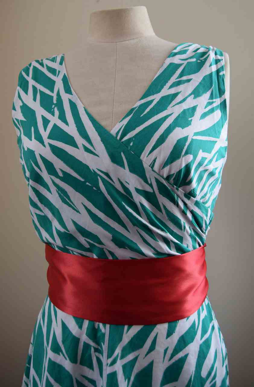 DOROTHY PERKINS Vintage 50s Style Green Print Dress with Sash, Size UK 10 Ex Con - Image 3