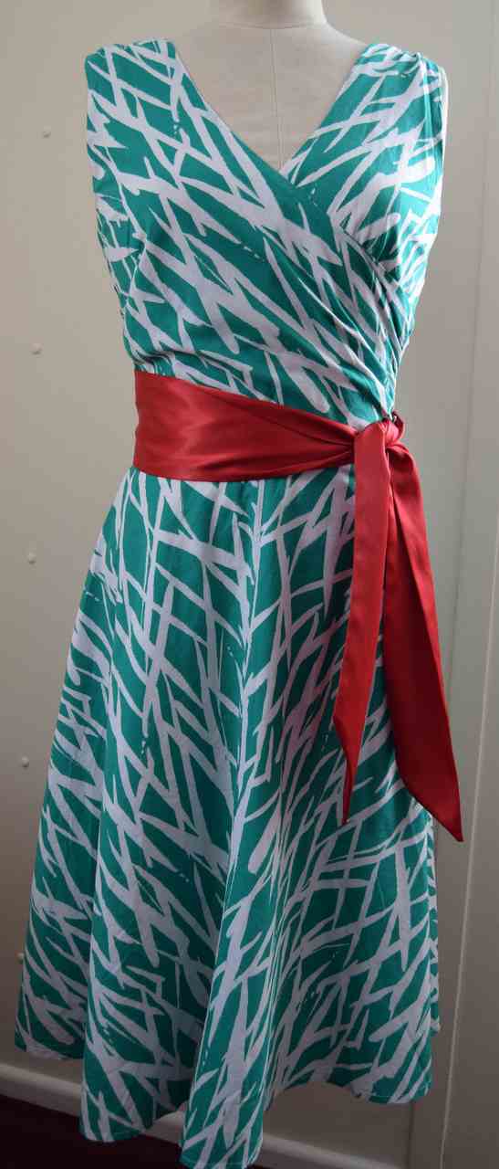 DOROTHY PERKINS Vintage 50s Style Green Print Dress with Sash, Size UK 10 Ex Con - Image 2