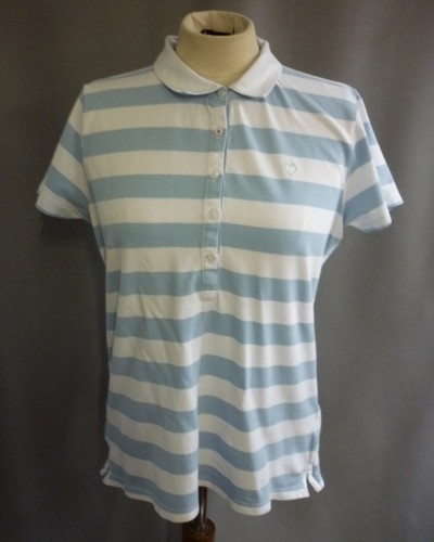 PULL LOVE Blue White Stripe Polo Shirt, Cotton Pique, Size 12 / XL Excellent Condition
