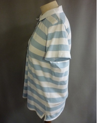 PULL LOVE Blue White Stripe Polo Shirt, Cotton Pique, Size 12 / XL Excellent Condition - Image 3