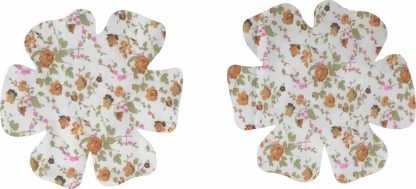 Pair of Iron On Flower Shape Child Elbow and Knee patches in Brown Rose Print cotton blend fabric by Vintage-Patch.co.uk