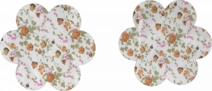 Pair of Iron On Flower Shape Mini Elbow and Knee patches in Brown Rose Print cotton blend fabric by Vintage-Patch.co.uk