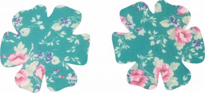 Pair of Iron On Flower Shape Child Elbow and Knee patches in Turquoise Tea Rose pure cotton fabric by Vintage-Patch.co.uk