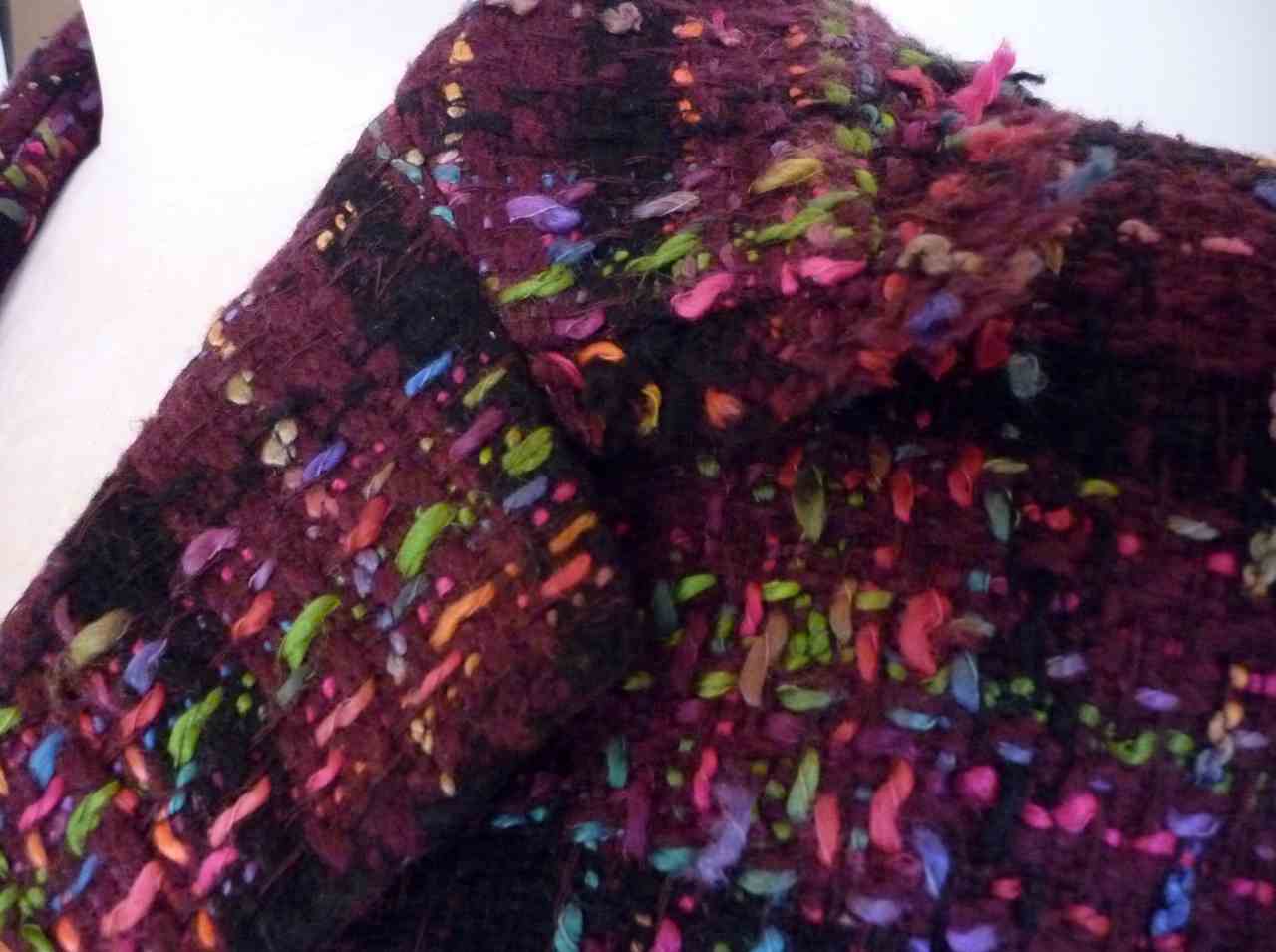 Plum Tweed Jacket PER UNA Size UK 16 Cropped Style, Wool Blend, Purple Red Shade, Ex Con - Image 6