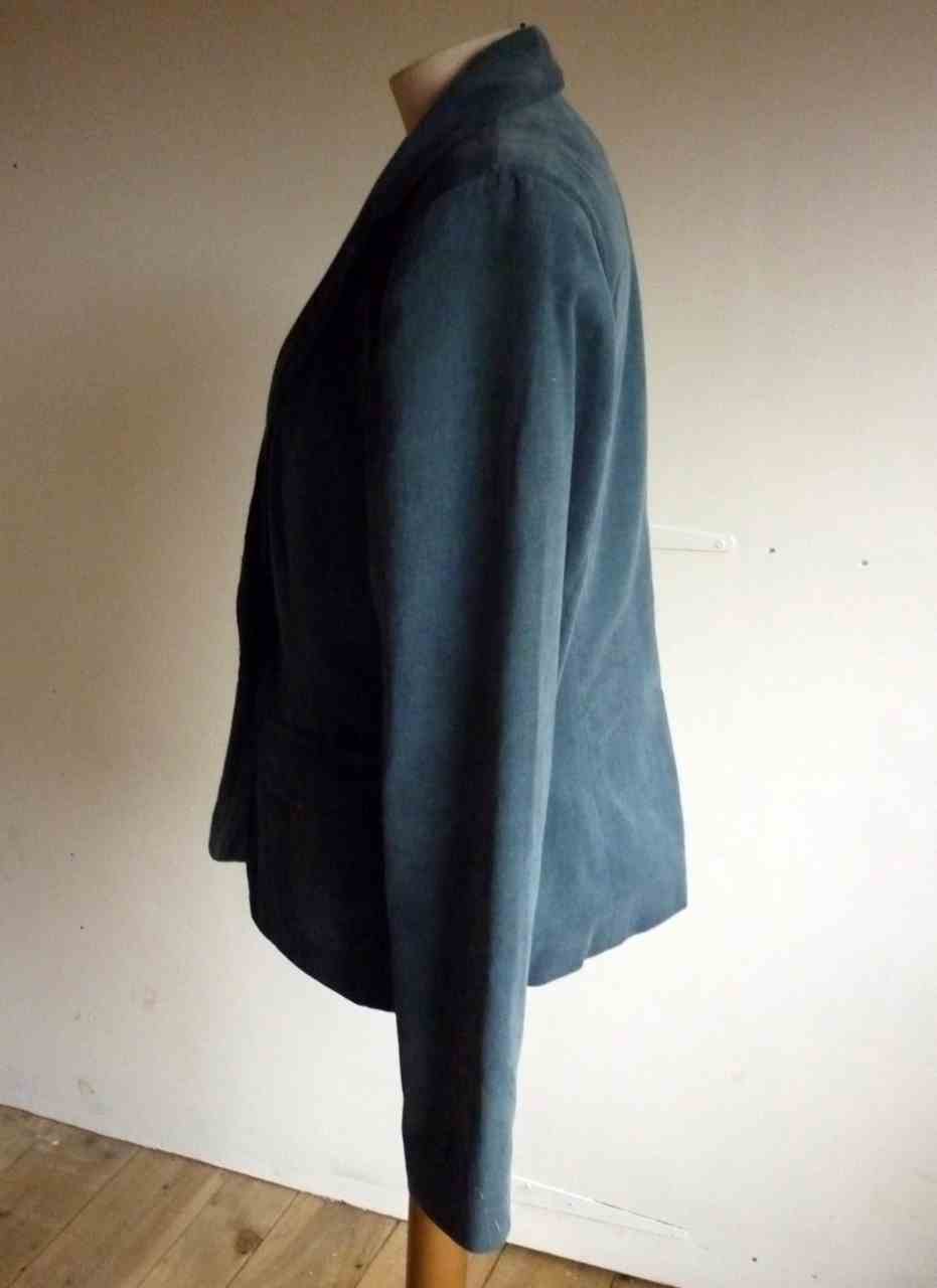 Teal Blue Corduroy Blazer Jacket by NEW LOOK Size UK 14, Slightly Cropped, Fitted, Ex Con - Image 3
