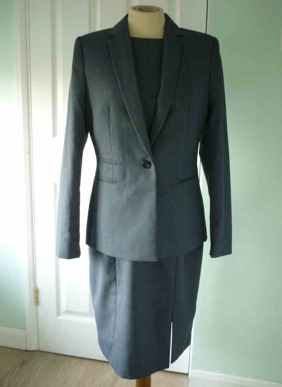 Blue Shift Dress and Jacket Suit NEXT, Size 12/14, Wool Blend, Excellent Condition