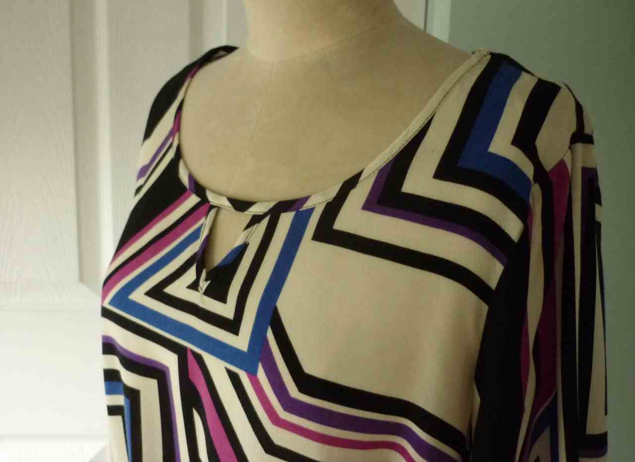 Geometric Print Round Neck Top by BHS W Label, Size UK 12, 3/4 Sleeves, Excellent Condition - Image 5