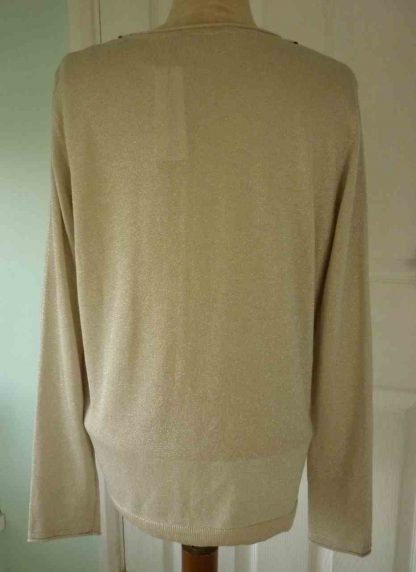 New Gold Metallic TREND Jumper / Sweater by CAPTAIN TORTUE Size UK 12 Round Neck BNWT - Image 2