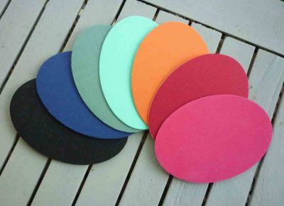 fan display of coloured elbow patches