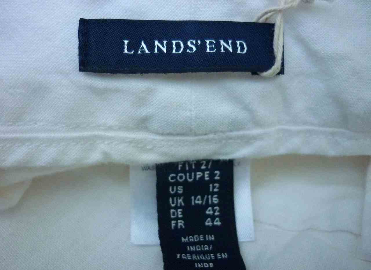 White Linen Trousers LANDS END Size 14 - 16 Classic Style Excellent Condition - Image 4