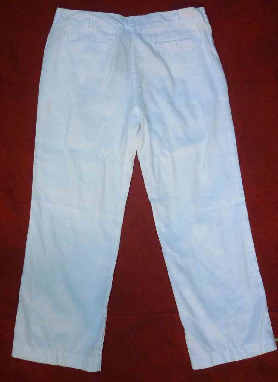 White Linen Trousers LANDS END Size 14 - 16 Classic Style Excellent Condition - Image 2