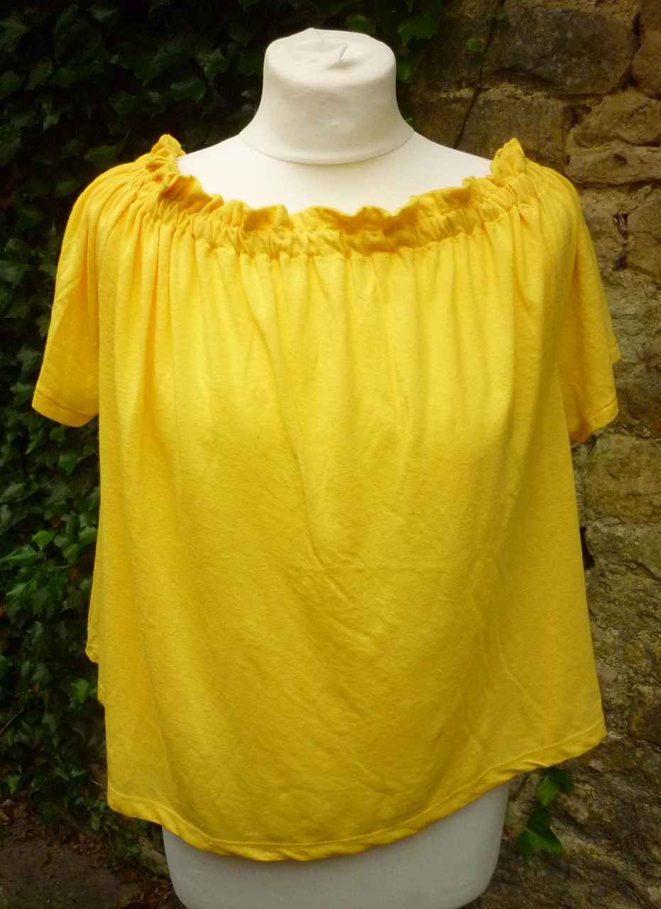 Yellow Bardot Style T Shirt Top by NEW LOOK Size 14 Short Sleeve Good Condition - Image 5