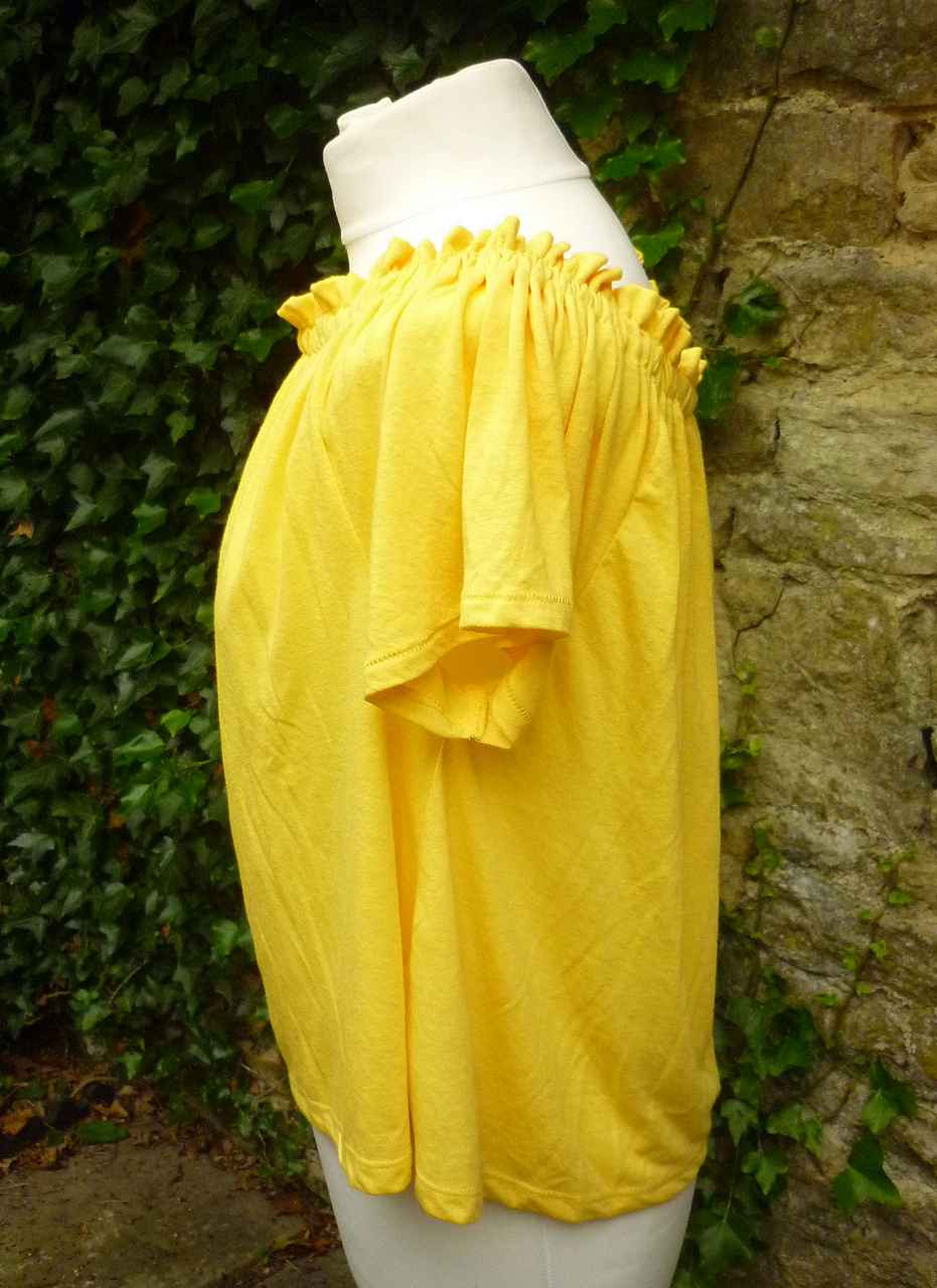 Yellow Bardot Style T Shirt Top by NEW LOOK Size 14 Short Sleeve Good Condition - Image 2