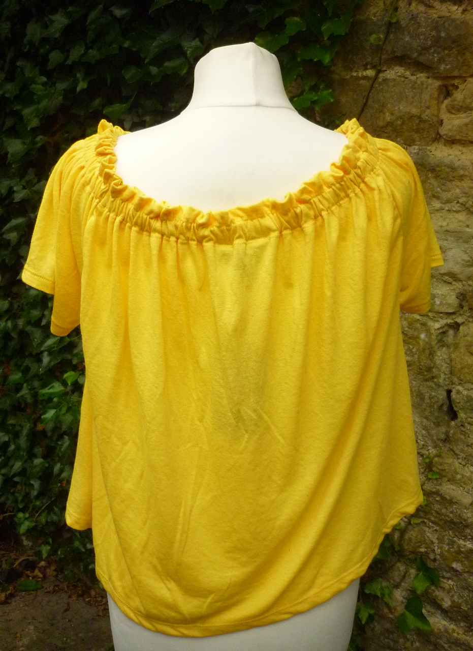 Yellow Bardot Style T Shirt Top by NEW LOOK Size 14 Short Sleeve Good Condition - Image 3
