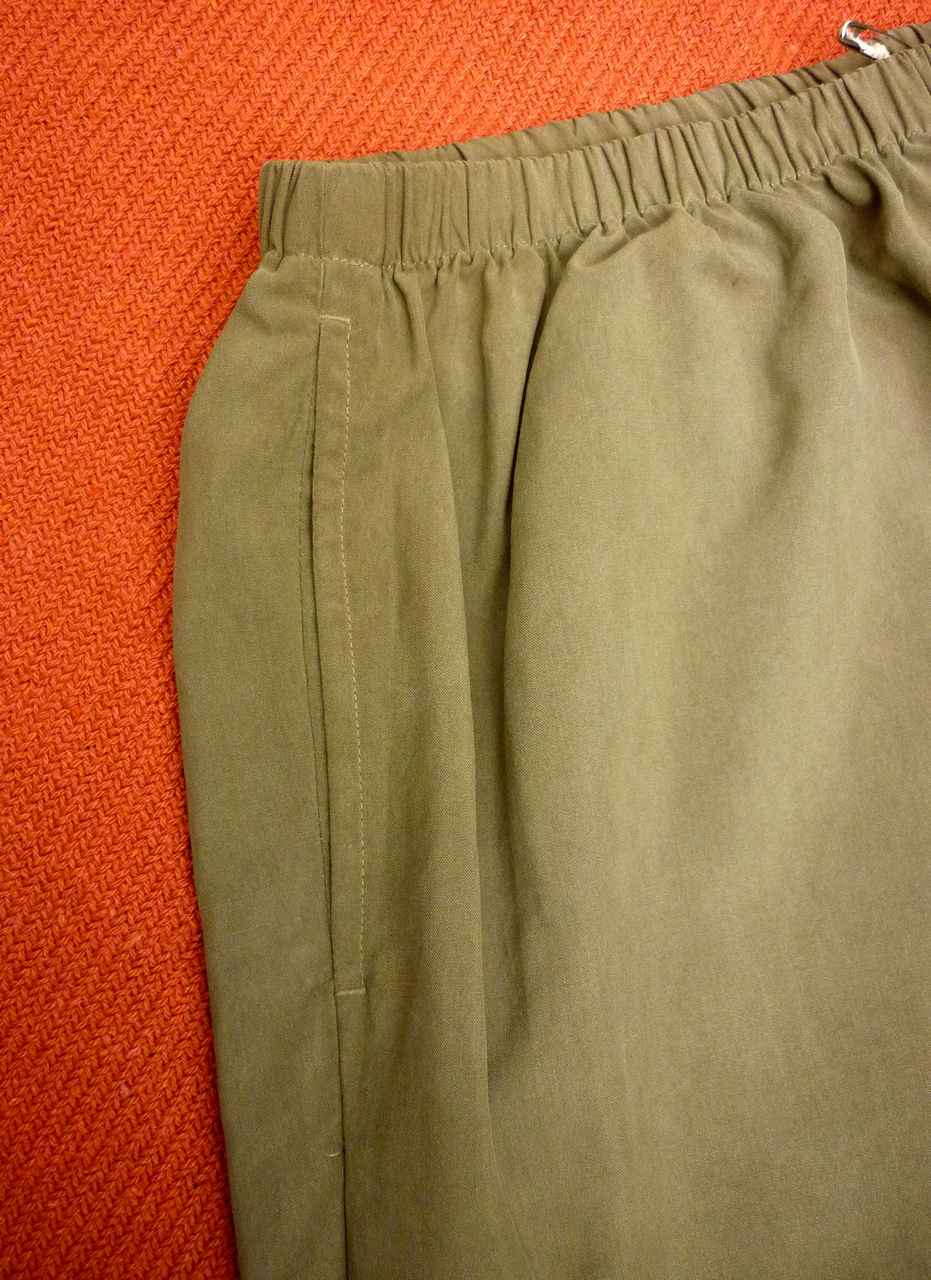 Olive Green Slouchy Pure Silk Trousers MARKS AND SPENCER 16 Stretch Waist Ex Con - Image 3