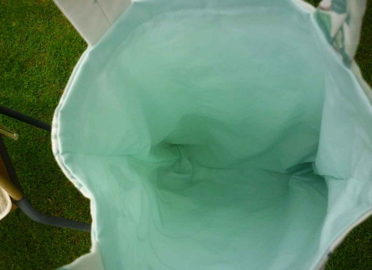 Cream Aqua Handmade Eco Tote Bag Unique OOAK Shopper Accessory Gift New Upcycled - Image 3