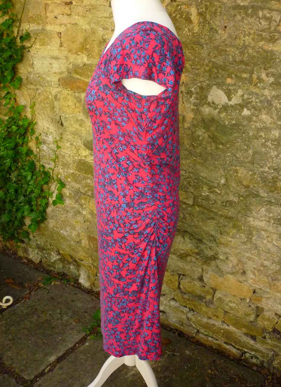 Designer Pink Blue Floral One Sleeve Dress SEE BY CHLOE 10 38 Viscose Jersey Good Con - Image 2
