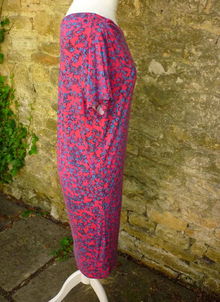 Designer Pink Blue Floral One Sleeve Dress SEE BY CHLOE 10 38 Viscose Jersey Good Con - Image 3