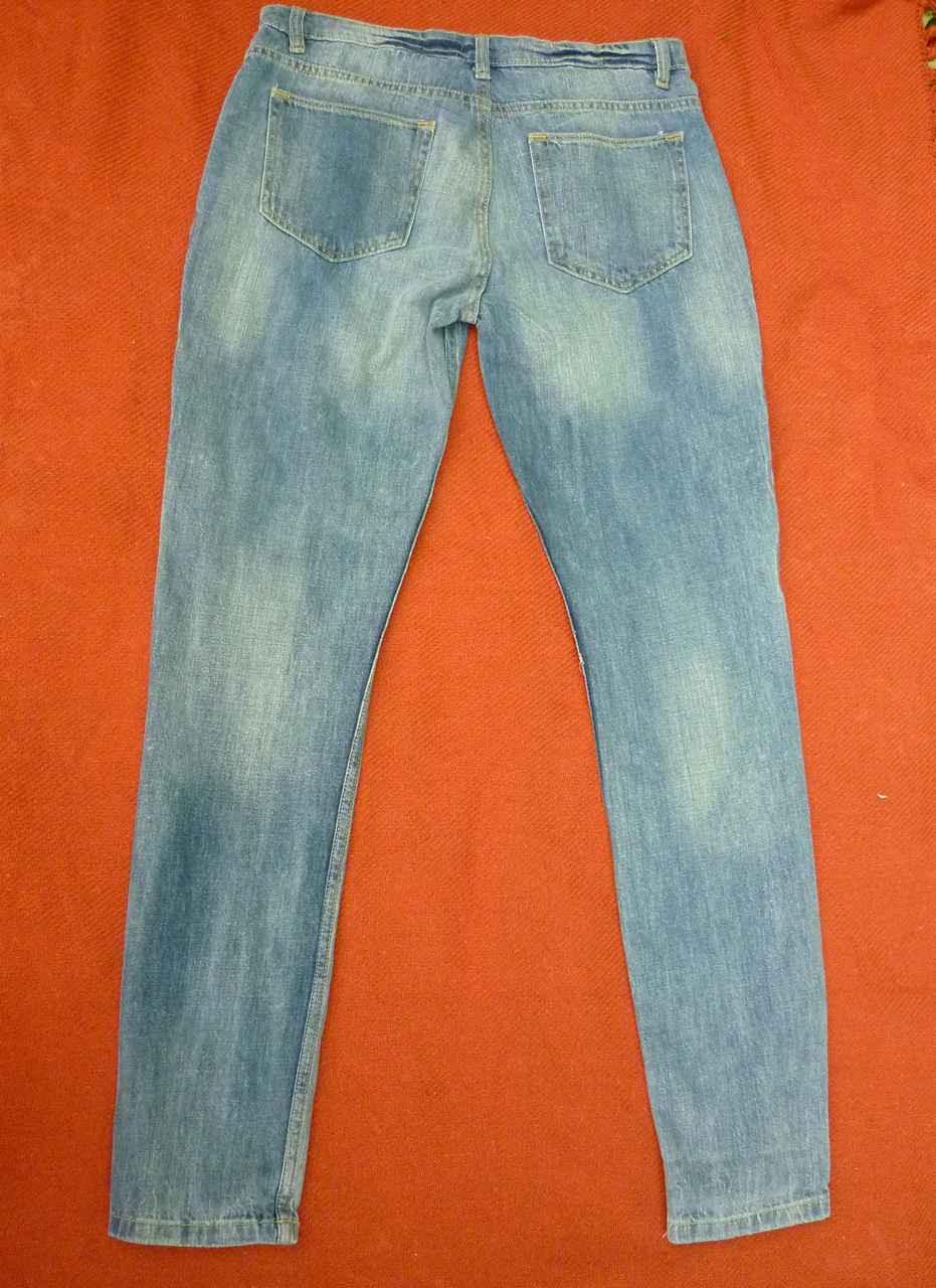 New Faded Blue Denim Boyfriend Jeans UK 10 38 F&F Narrow Leg Embroidered Detail - Image 2