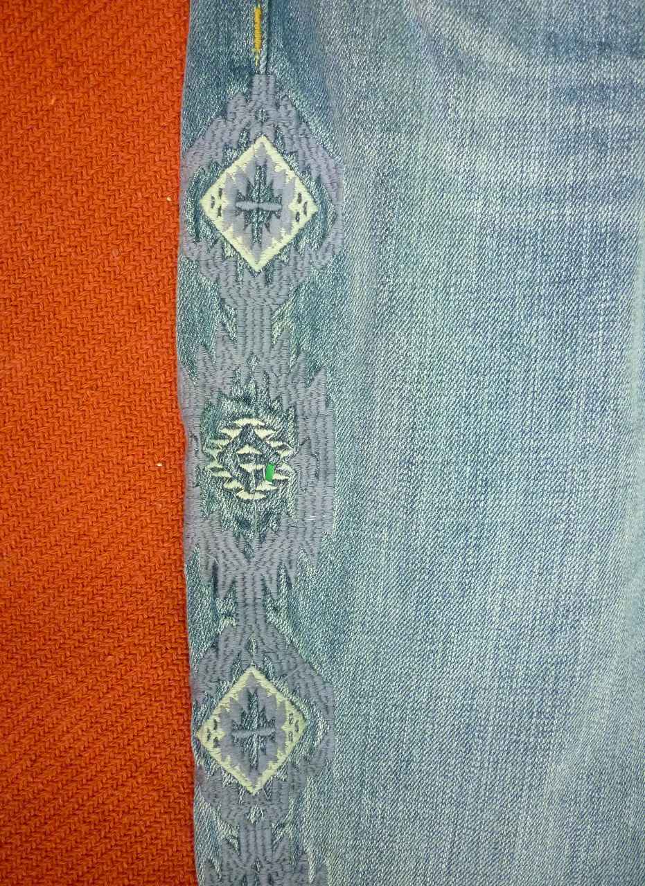 New Faded Blue Denim Boyfriend Jeans UK 10 38 F&F Narrow Leg Embroidered Detail - Image 3