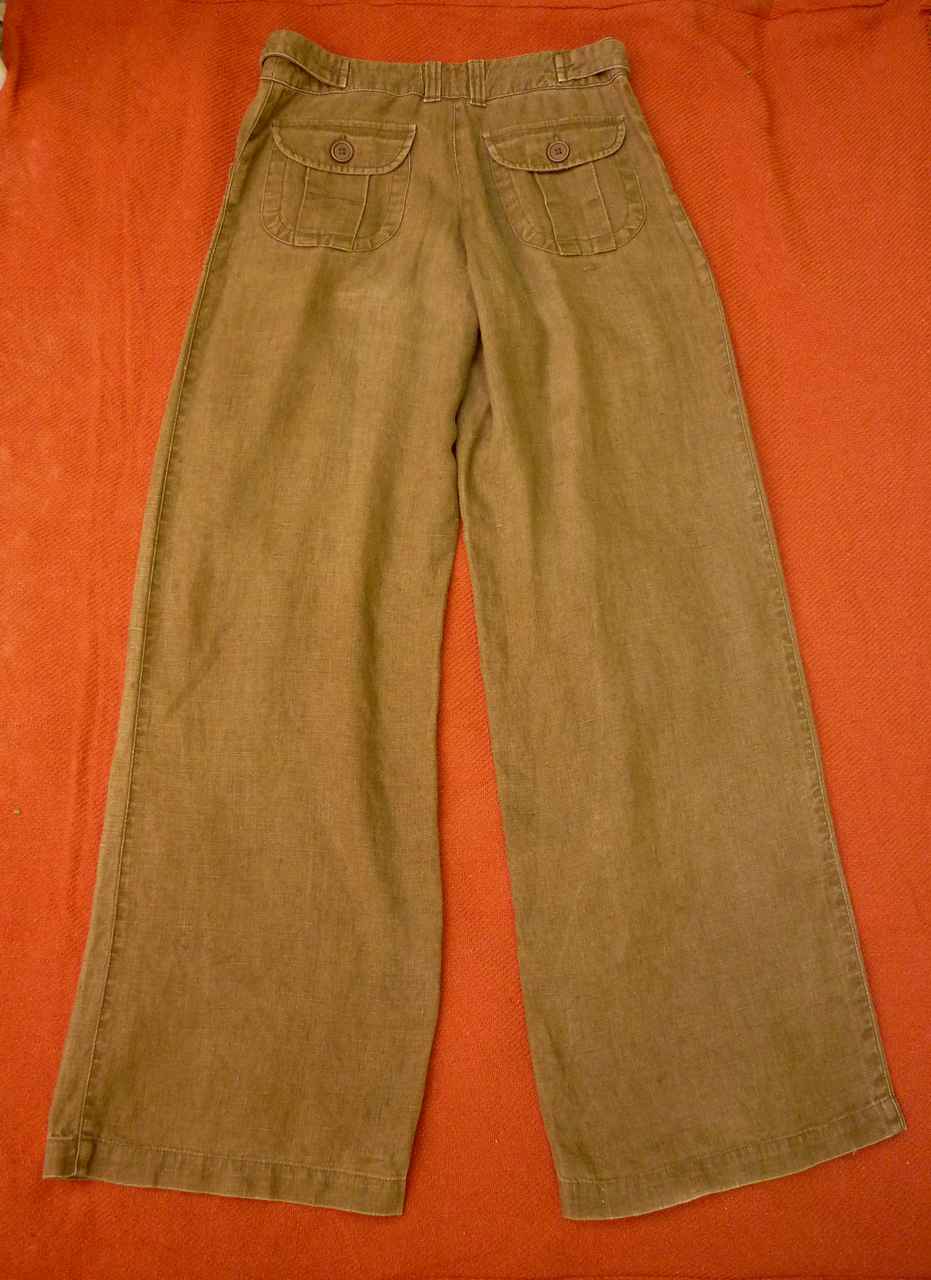 Brown Linen Wide Leg Trousers LONG TALL SALLY Size UK 10 Length 34"/86cm - Image 2