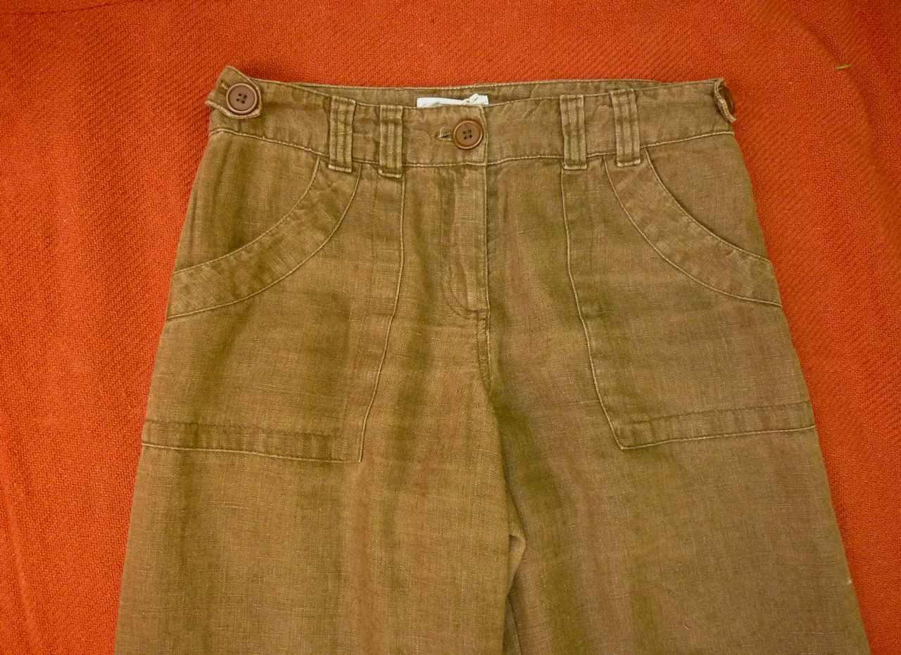 Brown Linen Wide Leg Trousers LONG TALL SALLY Size UK 10 Length 34"/86cm - Image 4