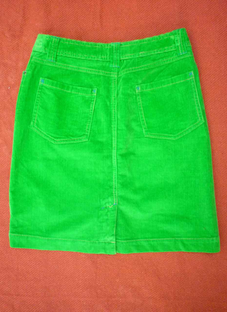 Bright Green Stretch Corduroy Mini Skirt BODEN Size UK 8R Jeans Style Ex Con - Image 2