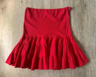Red Linen Drawstring Tiered Peasant Skirt ATMOSPHERE Size UK 8 36 Knee Length