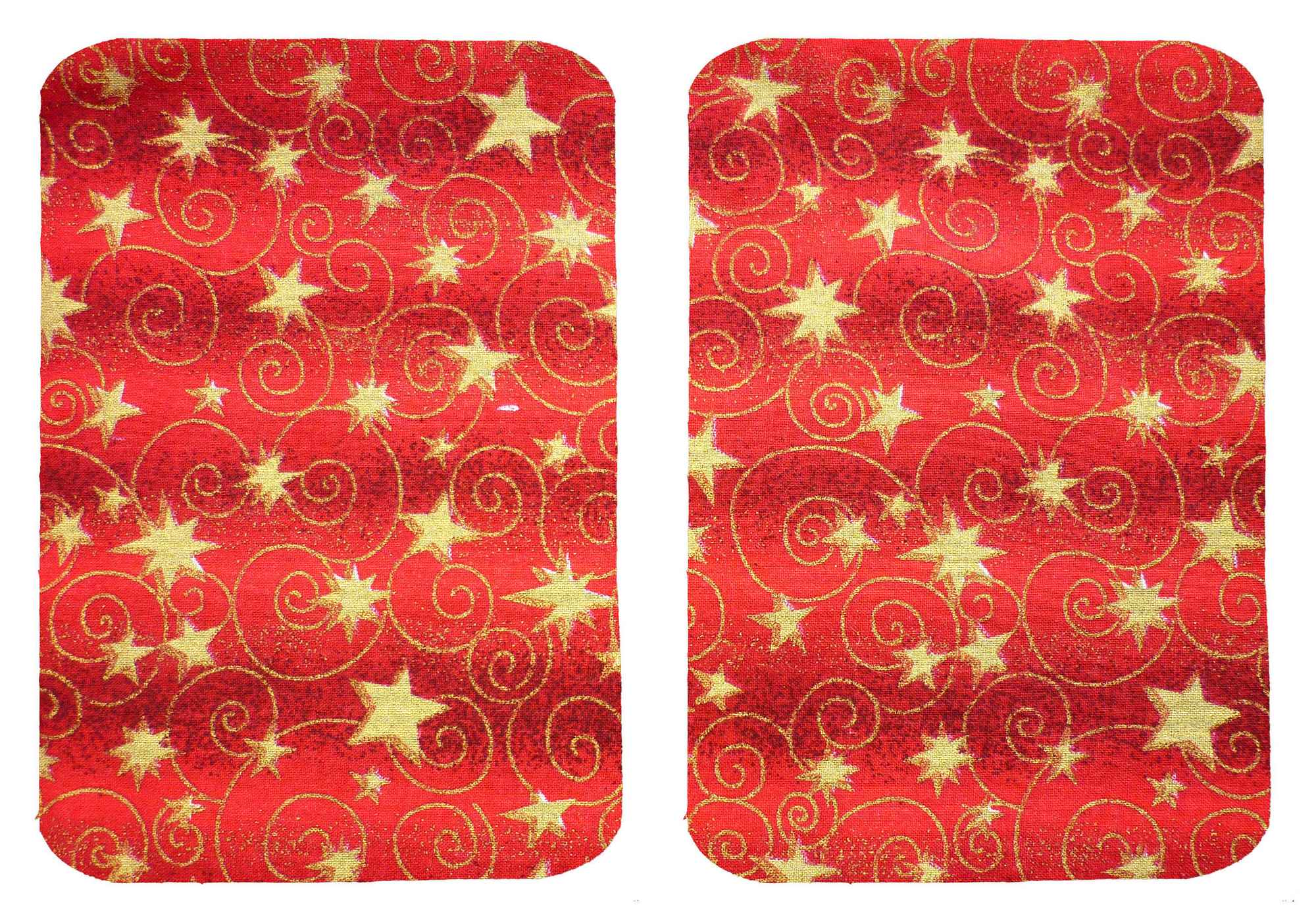 Red Gold Stars and Swirls Iron On Cotton Elbow / Knee Patches - Image 2