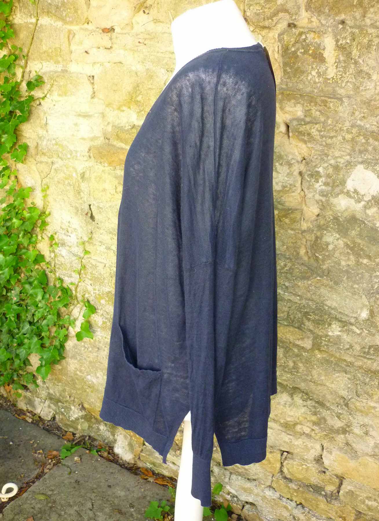 Navy Blue Round Neck Jumper by The White Company UK14-20 100% Linen - Image 3