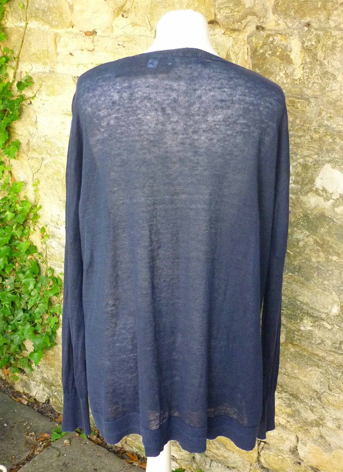 Navy Blue Round Neck Jumper by The White Company UK14-20 100% Linen - Image 2