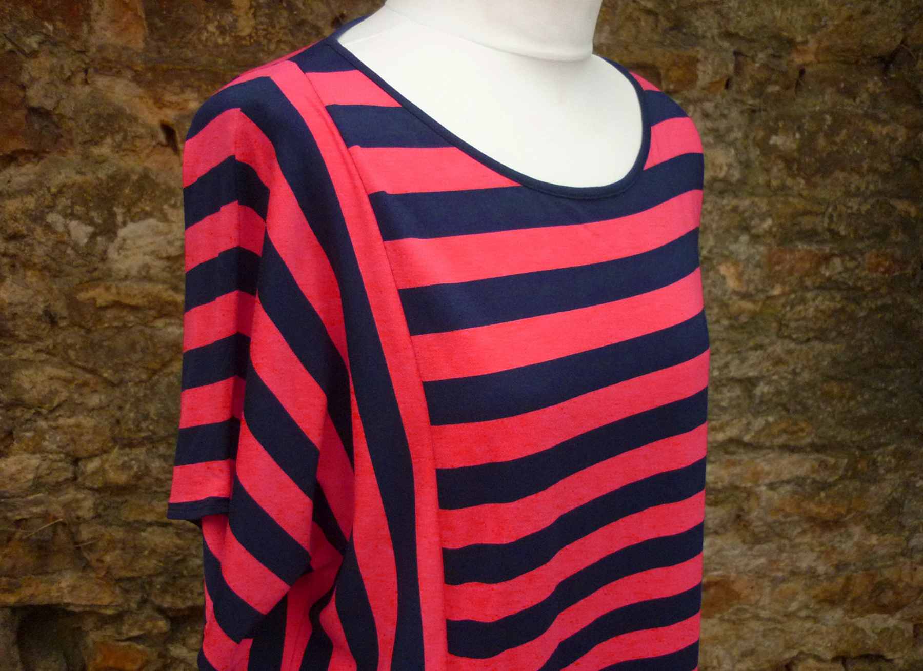 Pink Navy Blue Stripe Scoop Neck T Shirt TWIGGY at M&S WOMAN UK 18 (44) - Image 3