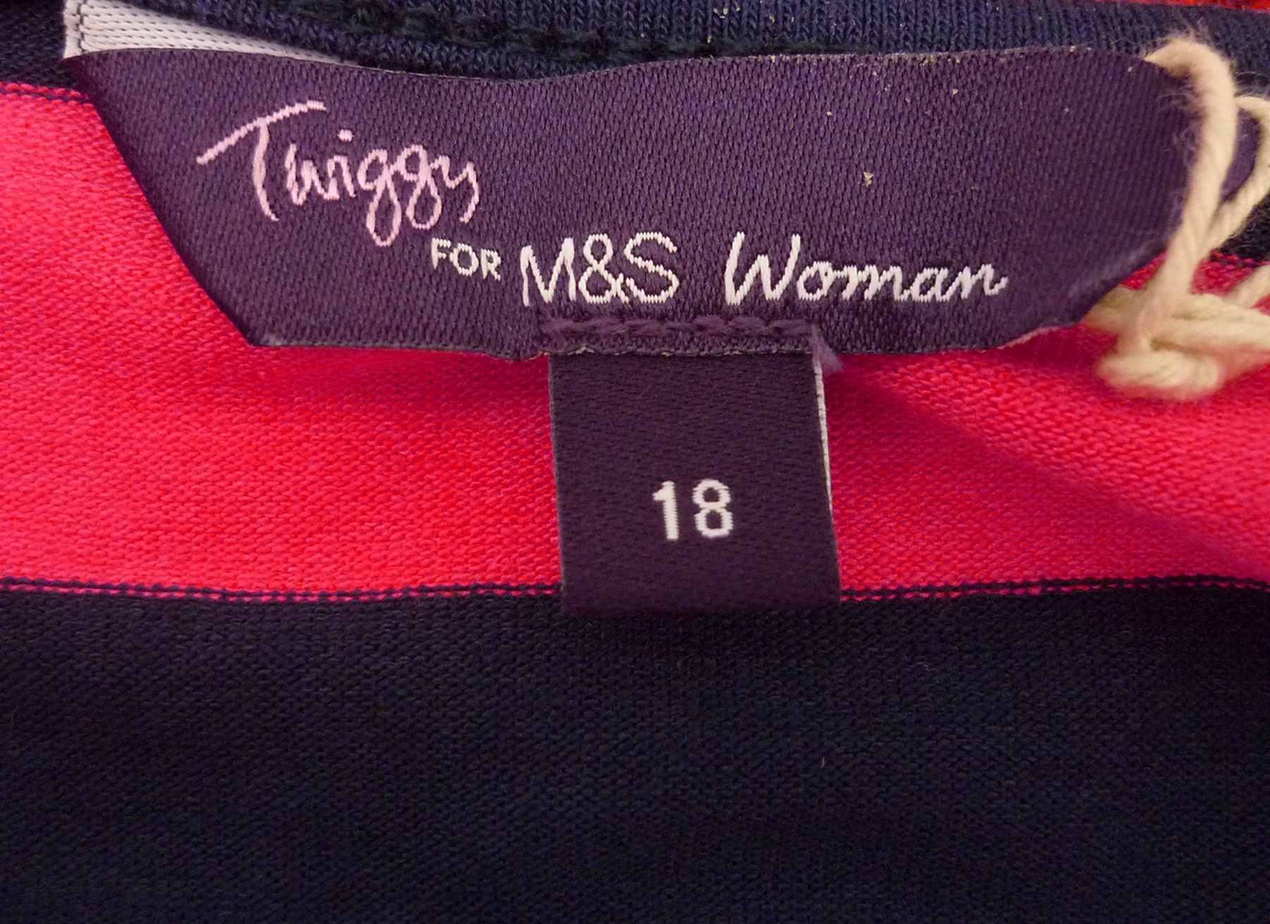 Pink Navy Blue Stripe Scoop Neck T Shirt TWIGGY at M&S WOMAN UK 18 (44) - Image 4