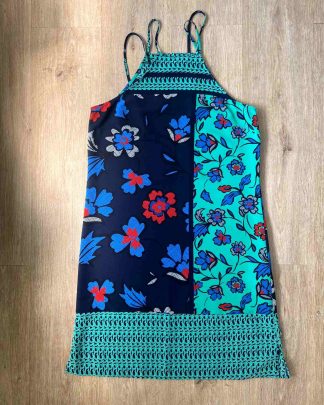 Turquoise Navy Floral Strappy Mini Dress Size UK 6 (34) NEXT As New Condition