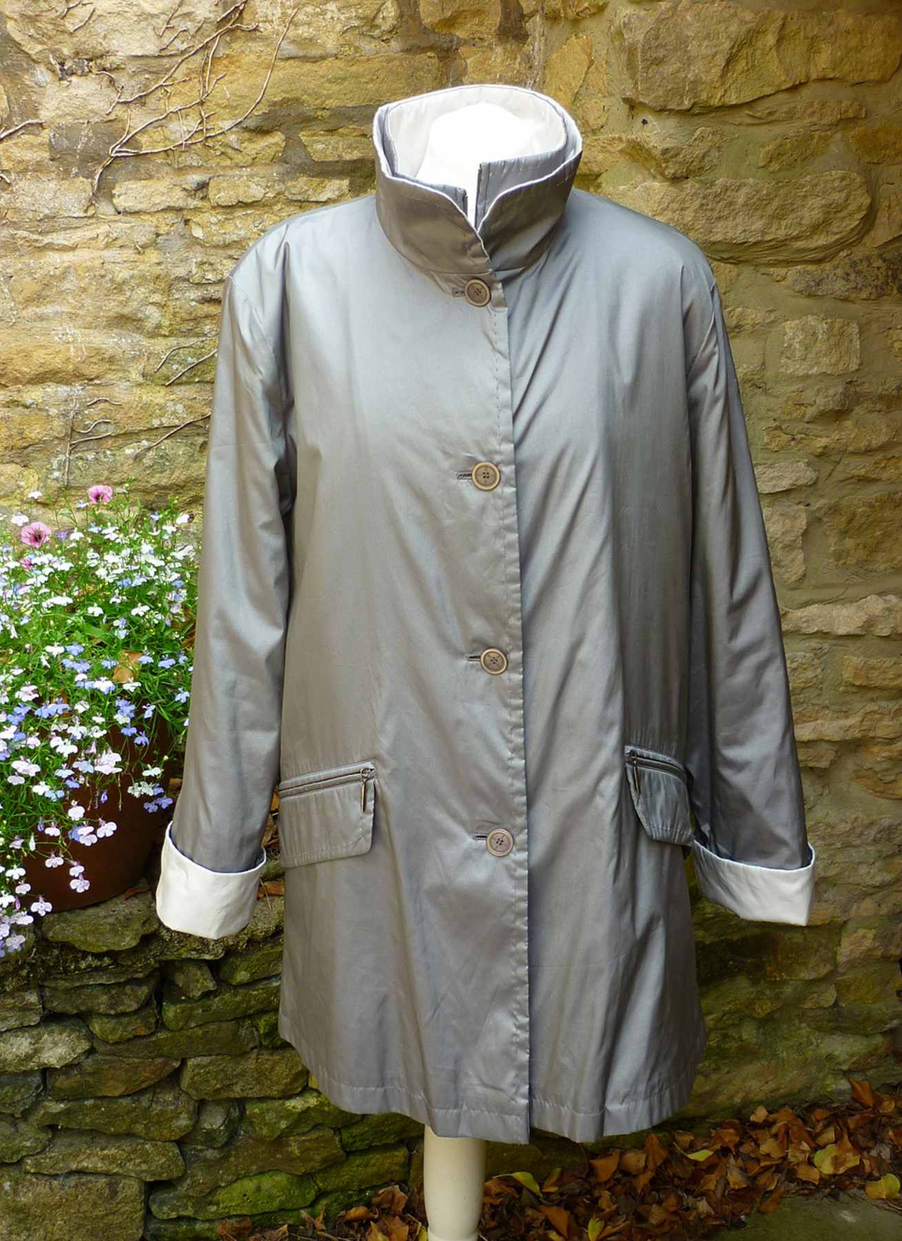Grey two tone light padded jacket Mid Length Designer GERRY WEBER Size UK14