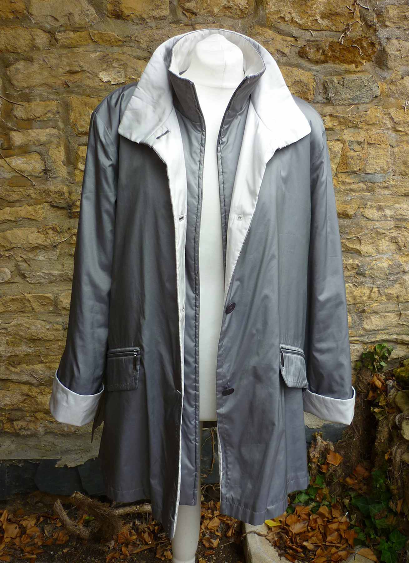 Grey two tone light padded jacket Mid Length Designer GERRY WEBER Size UK14 - Image 4