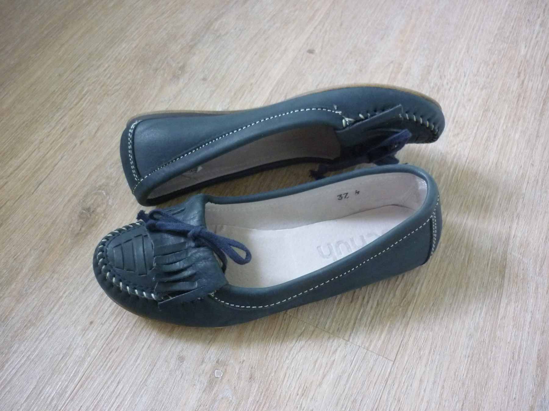 Navy Blue Leather Moccasin Flat Shoes by SCHUH Size 4 (37) Excellent Condition - Image 11